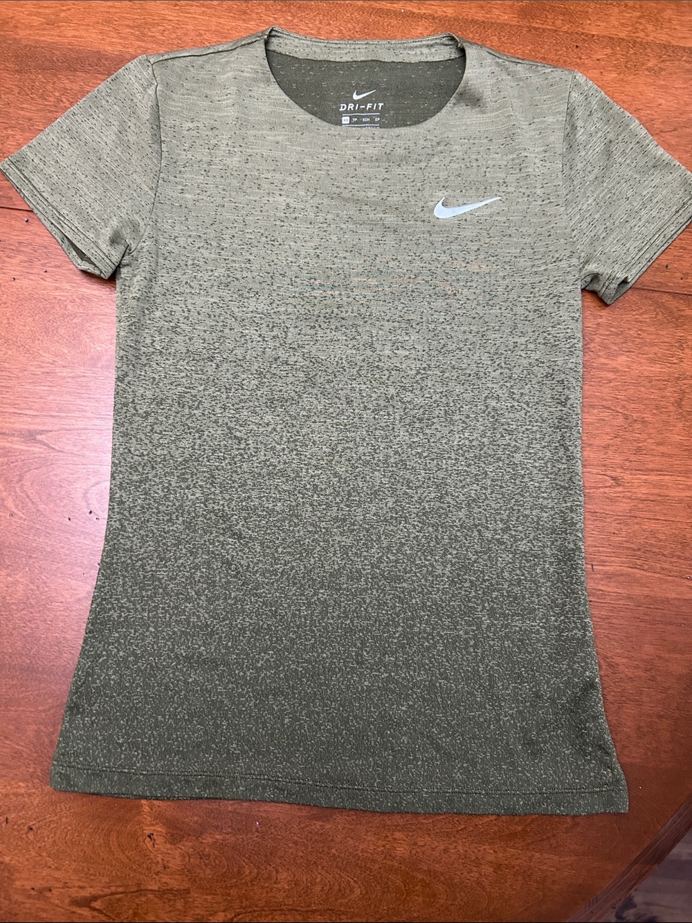 Nike Women's Olive Green Gradient Dri-FIT Short Sleeve Tee